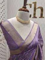 Tissue with mirror work and diagonal stripes pattern - Image 9