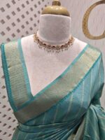Tissue with mirror work and diagonal stripes pattern - Image 14