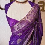 Viscose with small flowers circle design and wide border with check pattern