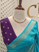 Viscose with floral,leafy jaal design and contrast blouse - Image 17