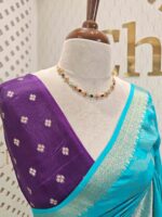 Viscose with floral,leafy jaal design and contrast blouse - Image 18