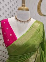 Viscose with floral,leafy jaal design and contrast blouse - Image 20