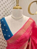 Viscose with floral,leafy jaal design and contrast blouse - Image 23