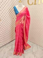 Viscose with floral,leafy jaal design and contrast blouse - Image 25