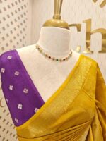 Viscose with floral,leafy jaal design and contrast blouse - Image 30