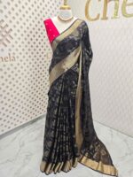 Viscose with floral,leafy jaal design and contrast blouse - Image 28