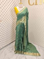 Viscose with floral,leafy jaal design and contrast blouse - Image 34