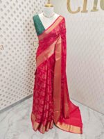 Viscose with floral,leafy jaal design and contrast blouse - Image 40