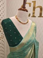 Viscose with floral,leafy jaal design and contrast blouse - Image 36