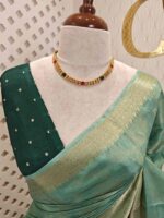 Viscose with floral,leafy jaal design and contrast blouse - Image 35