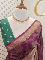 Viscose with floral,leafy jaal design and contrast blouse - Image 41