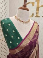 Viscose with floral,leafy jaal design and contrast blouse - Image 42