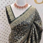 Banarasi with floral jaal design and floral plant pattern on border