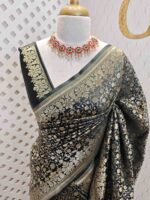 Banarasi with floral jaal design and floral plant pattern on border