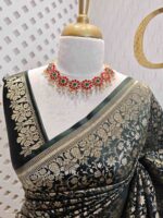 Banarasi with floral jaal design and floral plant pattern on border - Image 2