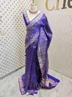 Banarasi with floral jaal design and floral plant pattern on border - Image 6