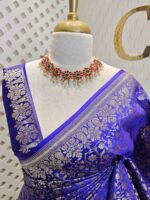 Banarasi with floral jaal design and floral plant pattern on border - Image 5
