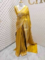 Banarasi with floral jaal design and floral plant pattern on border - Image 9