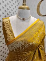 Banarasi with floral jaal design and floral plant pattern on border - Image 8