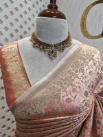 Banarasi with floral jaal design and floral plant pattern on border - Image 11