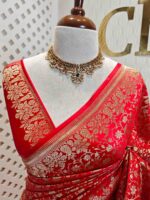 Banarasi with floral jaal design and floral plant pattern on border - Image 14