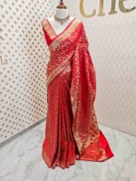 Banarasi with floral jaal design and floral plant pattern on border - Image 15