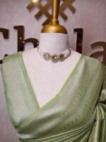 banarasi with small dot buds and veins and mango buttas on borders - Image 11