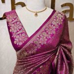 Banarasi with small floral jaal design and mango,floral plant buttas on border