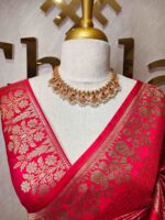 Banarasi with small floral jaal design and mango,floral plant buttas on border - Image 5