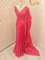 Crushed silk with mirror and cut work buti design - Image 6