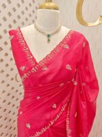 Crushed silk with mirror and cut work buti design - Image 4