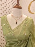 Crushed silk with mirror and cut work buti design - Image 40