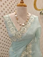 Crushed silk with floral threadwork, sequence detailing - Image 18