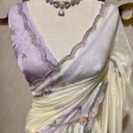 Georgette with floral digital print, highlights stones and beads