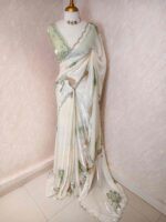 Georgette with floral digital print, highlights stones and beads - Image 7
