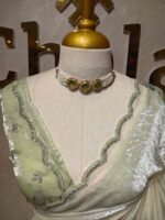 Georgette with floral digital print, highlights stones and beads - Image 5