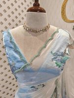 Georgette with floral digital print, highlights stones and beads - Image 15