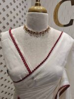 Kota silk with satin thread embroidery floral plant designs - Image 2