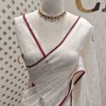 Kota silk with satin thread embroidery floral plant designs