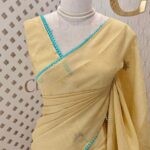 Kota silk with ring knot like embroidery design -6 Pastel yellow
