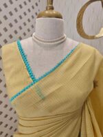 Kota silk with ring knot like embroidery design -6 Pastel yellow - Image 2