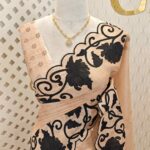 Net kota with rose Flower plant like applique work on border