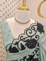 Net kota with rose Flower plant like applique work on border - Image 5