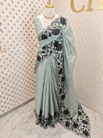 Net kota with rose Flower plant like applique work on border - Image 6