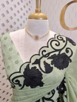 Net kota with rose Flower plant like applique work on border - Image 8