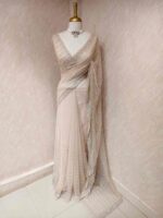 Net saree with cutbead and sequence work on horizontal direction - Image 6