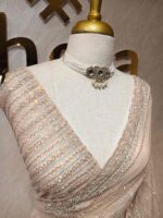 Net saree with cutbead and sequence work on horizontal direction - Image 5