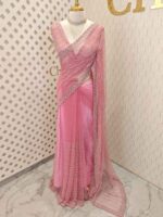 Net saree with cutbead and sequence work on horizontal direction - Image 3