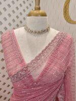 Net saree with cutbead and sequence work on horizontal direction - Image 2