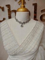 Net saree with cutbead and sequence work on horizontal direction - Image 7